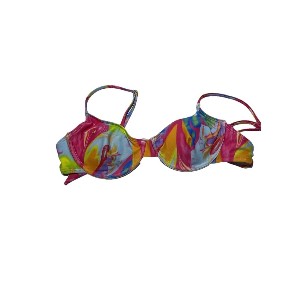 VTG Womens Underwire Bikini Top Size S Multicolor Floral Halter Neck NWOT